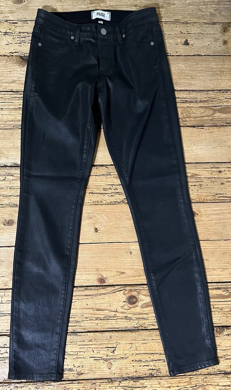 Paige Verdugo Ultra Skinny Women’s Size 27 Black Luxe Coated Denim Jeans - NWOT